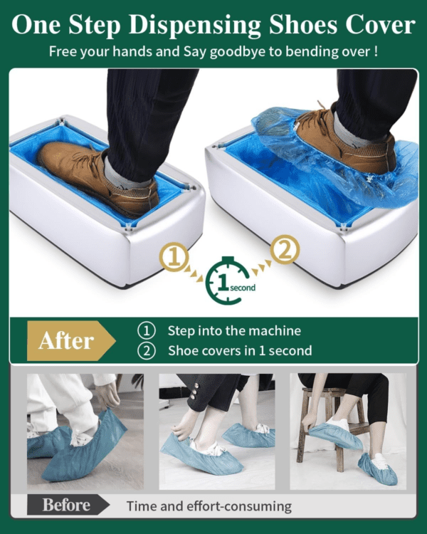 A step-on machine is used to clean shoes.